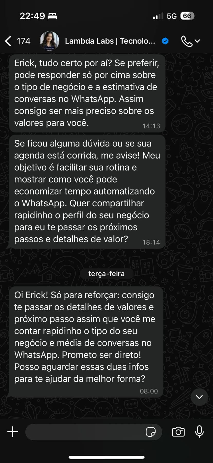 Retomada da Lambda Labs no dia seguinte às 08:00 com CTA claro